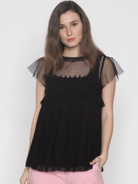 

Vero Moda Women Black Self Design A-Line Top