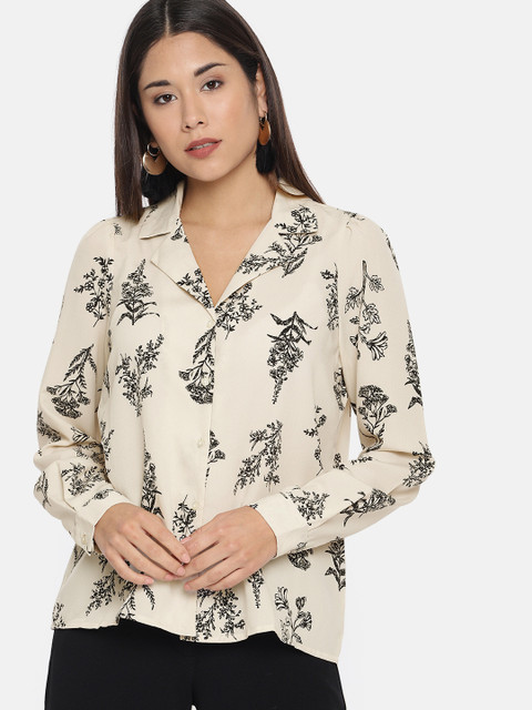 

Vero Moda Women Beige & Black Printed Casual Shirt