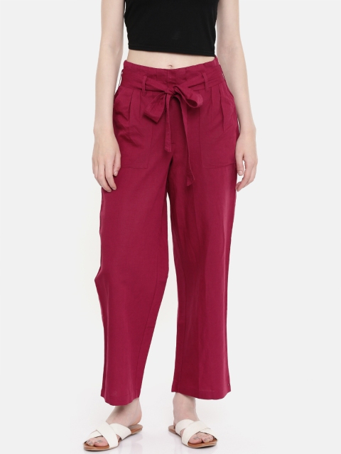 

Vero Moda Women Maroon Regular Fit Solid Regular Trousers