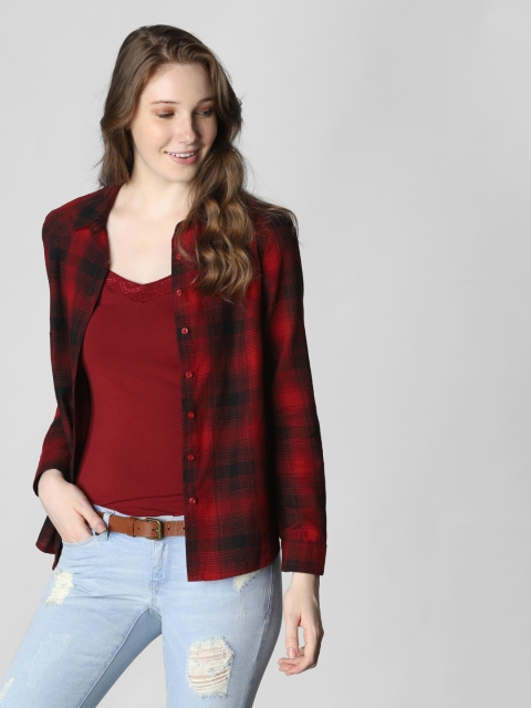 

Vero Moda Women Red & Black Checked Casual Shirt