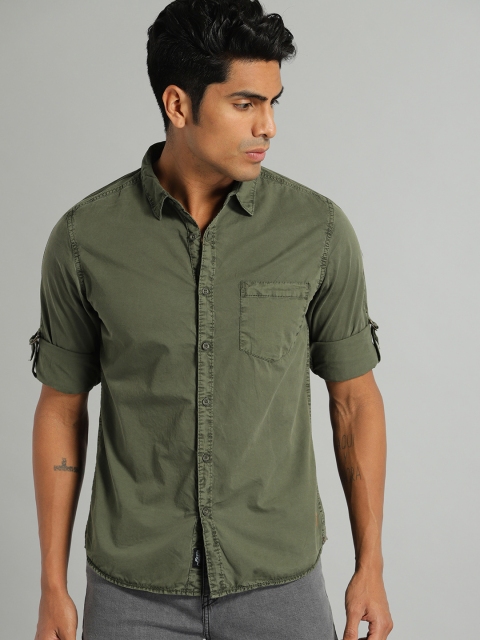 

Roadster Fast and Furious Men Olive Green Regular Fit Solid Casual Shirt