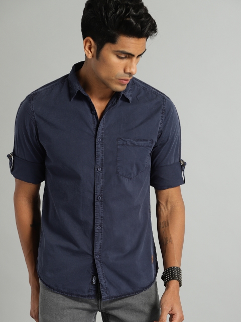 

Roadster Fast and Furious Men Navy Blue Regular Fit Solid Casual Shirt