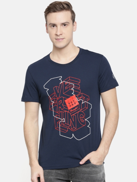 

Wrangler Men Navy Blue Printed Round Neck T-shirt