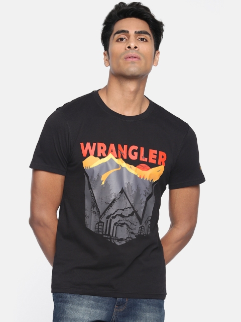 

Wrangler Men Black Printed Round Neck T-shirt