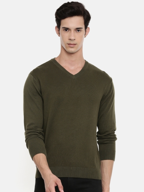 

Wrangler Men Olive Green Solid Sweater