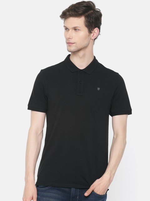 

Wrangler Men Black Solid Polo Collar T-shirt