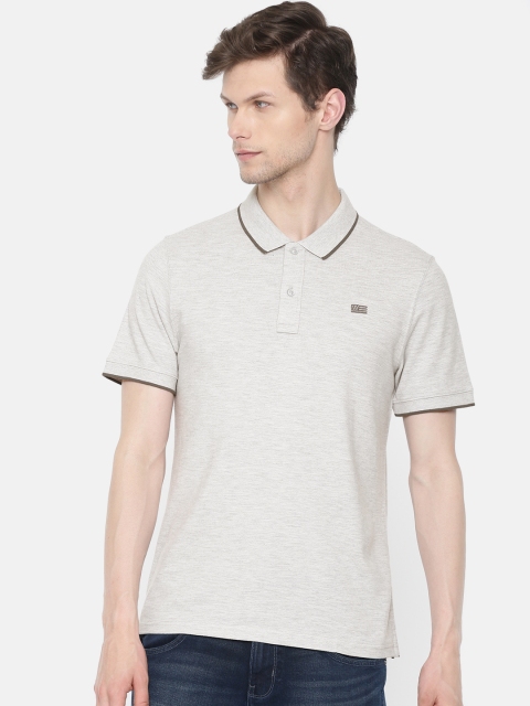 

Wrangler Men Grey Melange Solid Polo Collar T-shirt