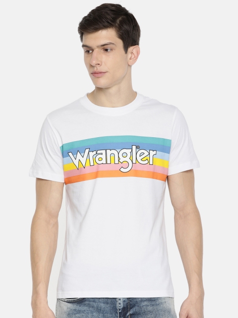 

Wrangler Men White Printed Round Neck Pure Cotton T-shirt