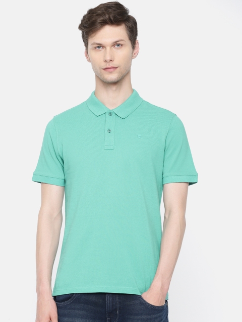 

Wrangler Men Green Solid Polo Collar Pure Cotton T-shirt