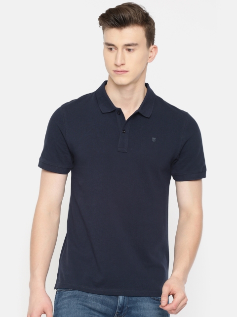 

Wrangler Men Navy Blue Solid Polo T-shirt