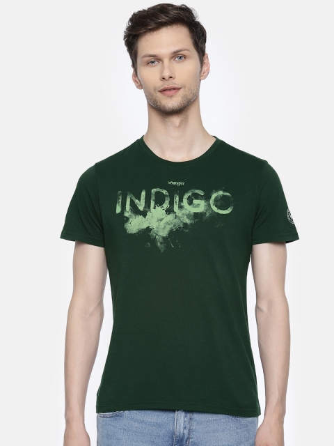 

Wrangler Men Green Printed Round Neck Pure Cotton T-shirt