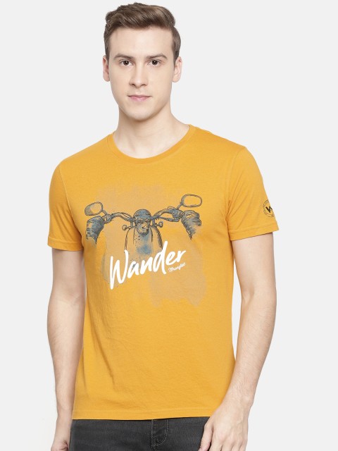 

Wrangler Men Mustard Yellow Printed Round Neck T-shirt
