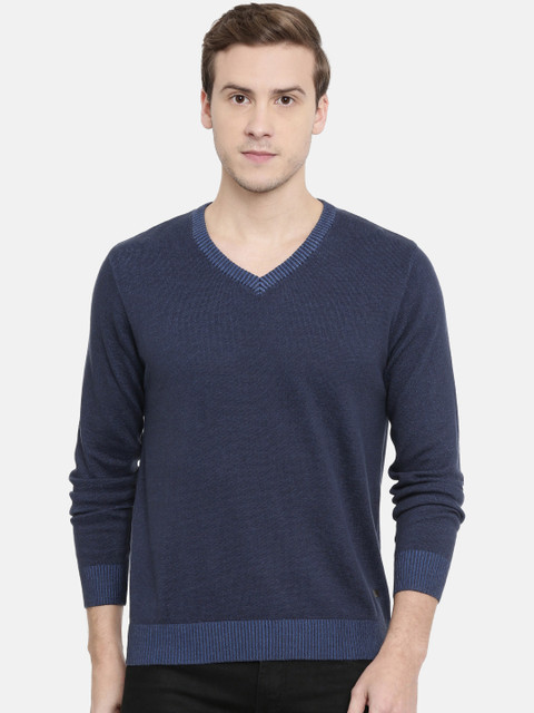 

Wrangler Men Navy Blue Solid Sweater