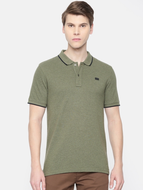 

Wrangler Men Light Olive Green Solid Polo Collar T-shirt