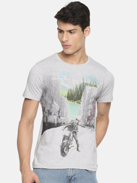 

Wrangler Men Grey Melange Printed Round Neck T-shirt