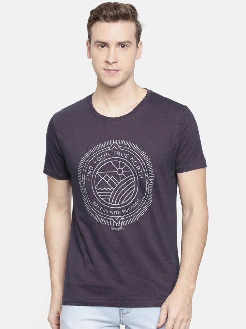 

Wrangler Men Burgundy Printed Round Neck T-shirt