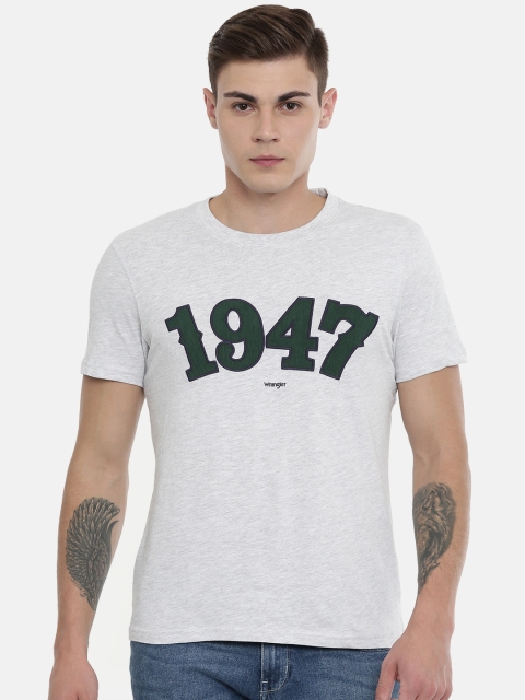 

Wrangler Men Grey Melange Solid Round Neck T-shirt