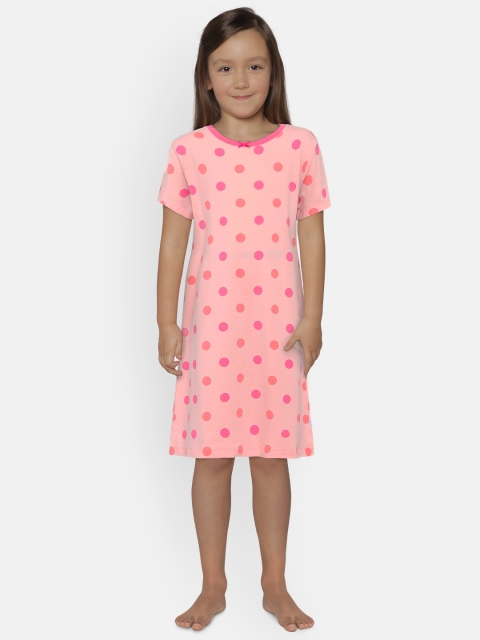 

mackly Peach Coloured Printed Nightdress