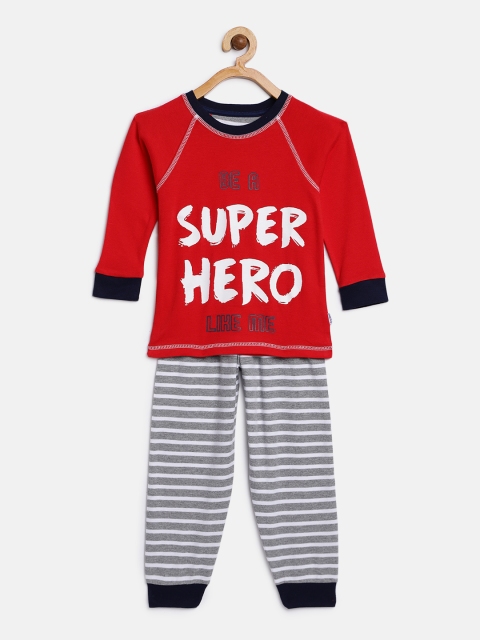 

mackly Boys Red & Grey Printed Night suit