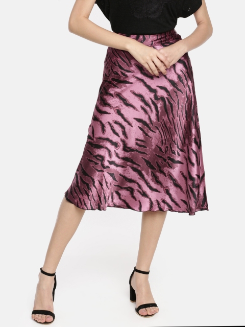 

Vero Moda Women Magenta & Black Printed A-Line Skirt