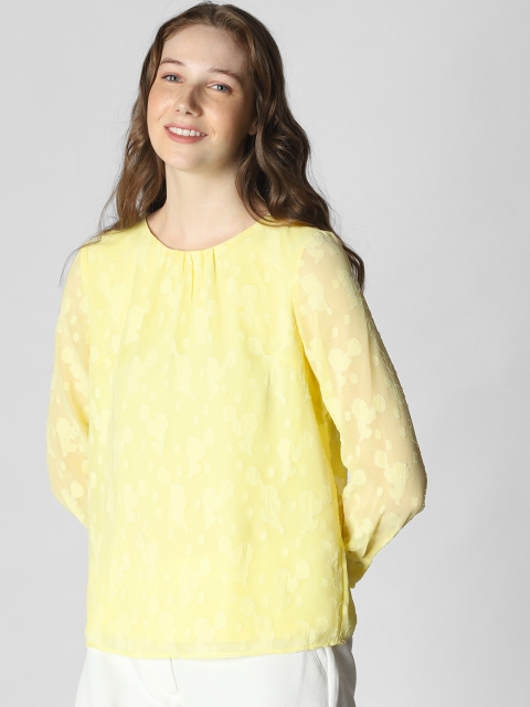 

Vero Moda Women Yellow Self Design Top