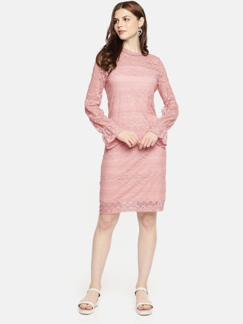 

Vero Moda Women Peach-Coloured Self Design Sheath Dress