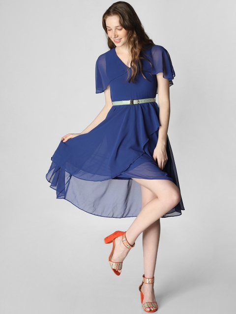

Vero Moda Women Blue Solid Fit and Flare Dress