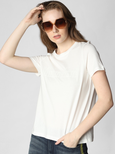 

Vero Moda Women White Rubber Printed Round Neck Top