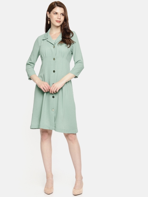 

Vero Moda Women Sea Green Solid Shirt Dress