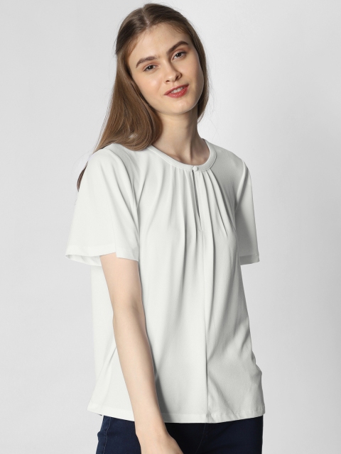 

Vero Moda Women White Solid Knitted Top