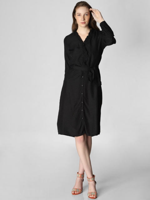 

Vero Moda Women Black Self-Checked Fit and Flare Dress