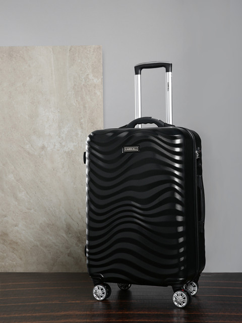 

Carriall Unisex Black Patterned Ripple 24'' PC Medium Trolley Suitcase