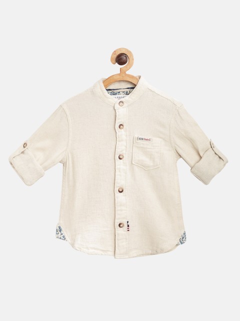 

U.S. Polo Assn. Kids Boys Beige Regular Fit Solid Casual Shirt