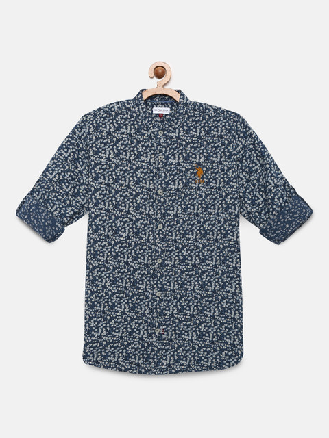 

U.S. Polo Assn. Kids Boys Blue Regular Fit Printed Casual Shirt
