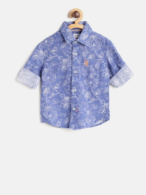 

U.S. Polo Assn. Kids Boys Blue & White Regular Fit Floral Print Casual Shirt