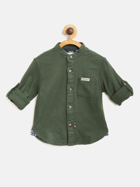 

U.S. Polo Assn. Kids Boys Green Regular Fit Solid Casual Shirt
