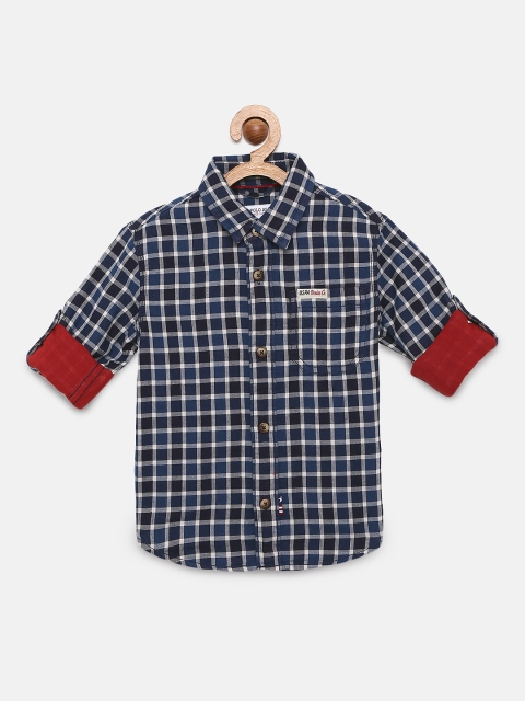 

U.S. Polo Assn. Kids Boys Navy Blue & White Regular Fit Checked Casual Shirt