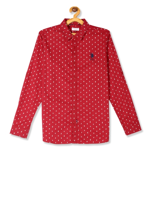 

U.S. Polo Assn. Kids Boys Red Regular Fit Printed Casual Shirt