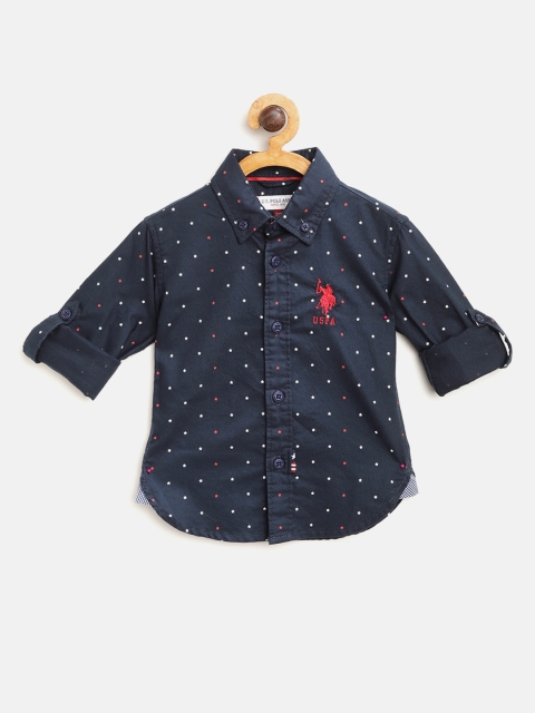 

U.S. Polo Assn. Kids Boys Navy Blue Regular Fit Printed Casual Shirt