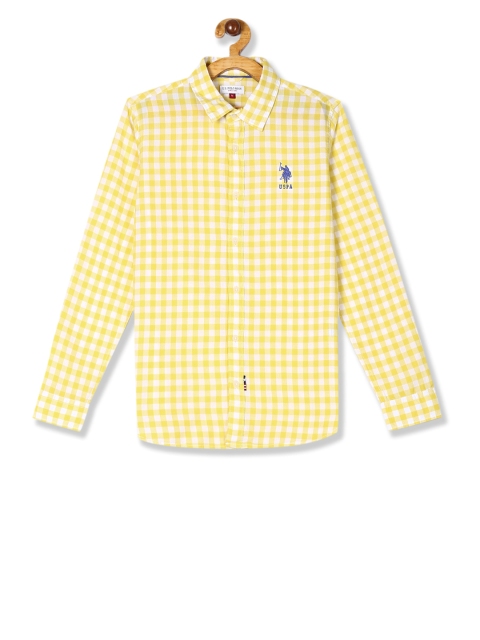 

U.S. Polo Assn. Kids Boys Yellow & White Regular Fit Checked Casual Shirt