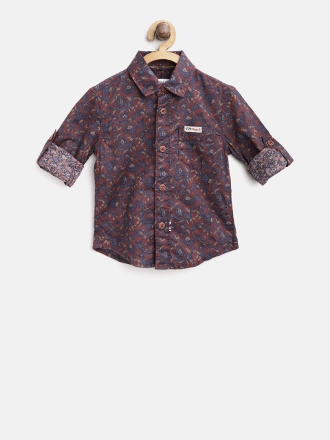 

U.S. Polo Assn. Kids Boys Burgundy & Navy Blue Regular Fit Printed Casual Shirt
