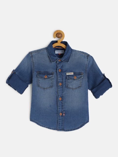 

U.S. Polo Assn. Kids Boys Blue Regular Fit Solid Casual Shirt