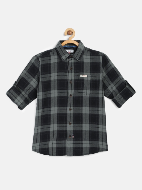 

U.S. Polo Assn. Kids Boys Charcoal Black Regular Fit Checked Casual Shirt