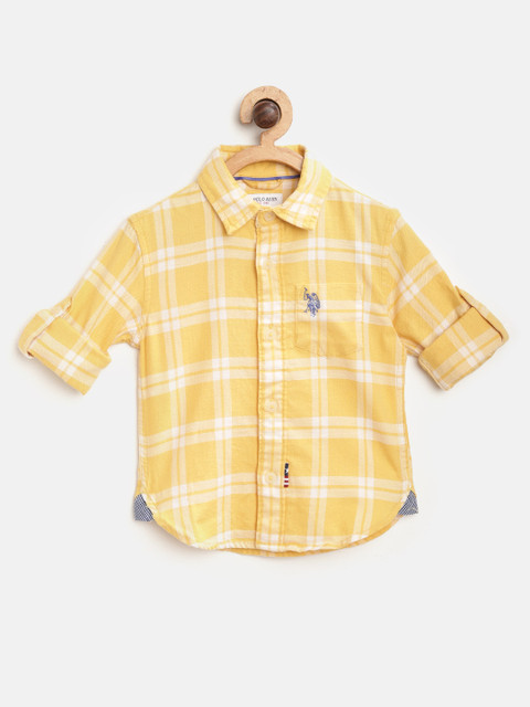 

U.S. Polo Assn. Kids Boys White & White Regular Fit Checked Casual Shirt