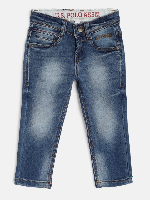 

U.S. Polo Assn. Kids Boys Blue Slim Fit Mid-Rise Clean Look Stretchable Jeans