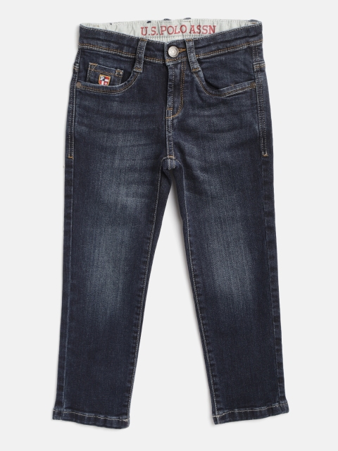 

U.S. Polo Assn. Kids Boys Navy Blue Brandon Slim Fit Mid-Rise Clean Look Stretchable Jeans