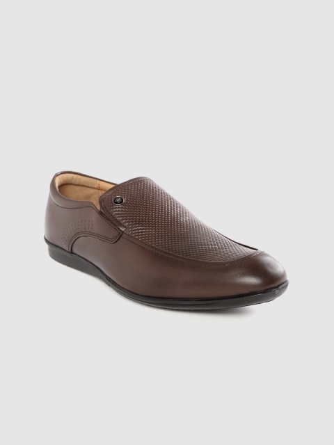 

Louis Philippe Men Coffee Brown Textured Leather Formal Slip-Ons