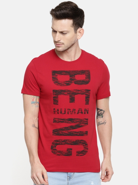 

Being Human Clothing Men Red Printed Round Neck T-shirt