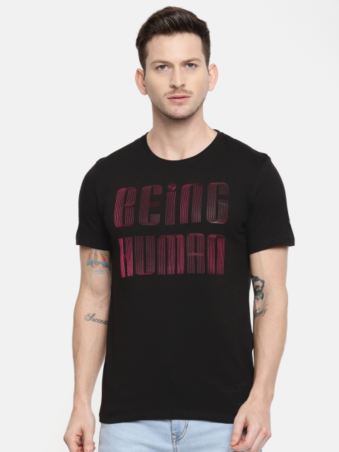 

Being Human Clothing Men Black Printed Round Neck T-shirt