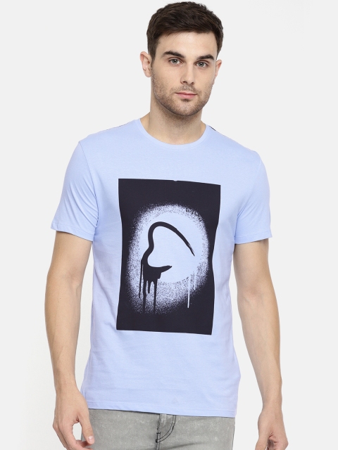 

Being Human Clothing Men Blue Printed Round Neck T-shirt